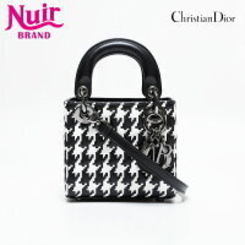 Christian Dior Lady Handbag Black White